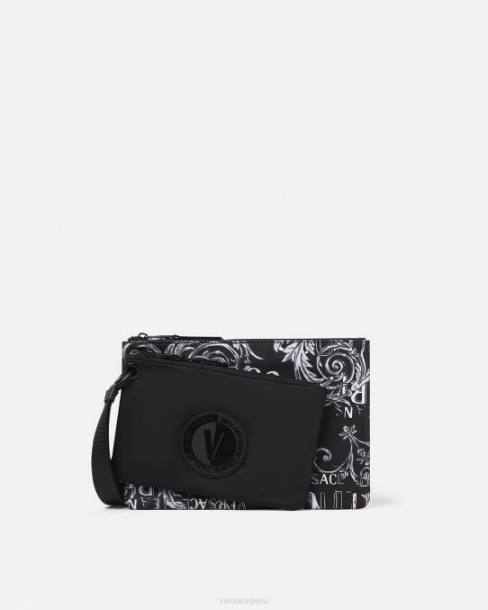 Versace accesorios hombres bolso de mano Couture con doble logo y emblema en V 6BPV2496 negro y gris