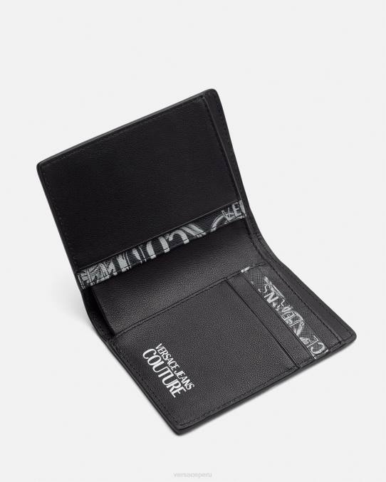 Versace accesorios hombres cartera plegable alta con logo Couture 6BPV2518 negro y gris