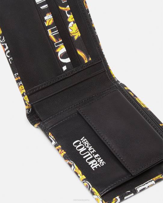 Versace accesorios hombres cartera plegable de alta costura con logo 6BPV2517 oro negro