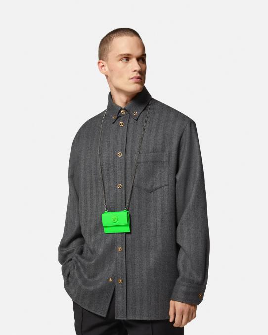 Versace accesorios hombres tarjetero con medusa biggie 6BPV1644 verde