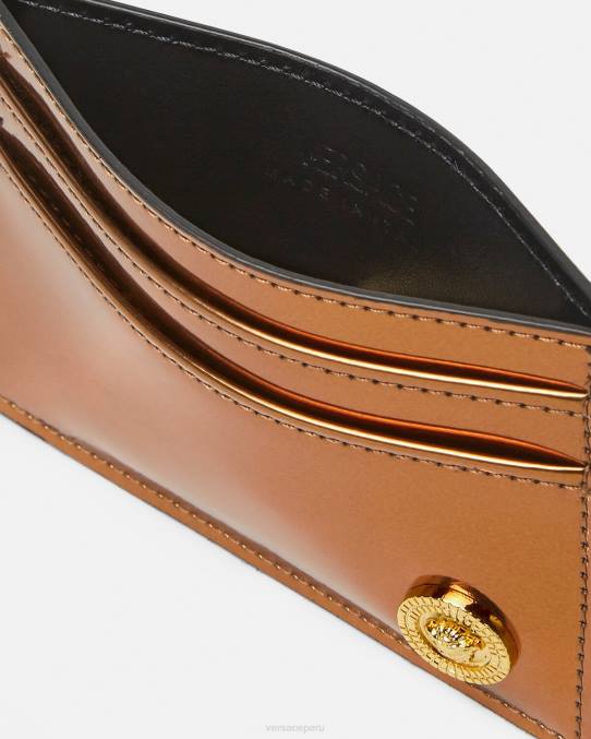 Versace accesorios hombres tarjetero con patente Medusa Biggie 6BPV1650 caramelo