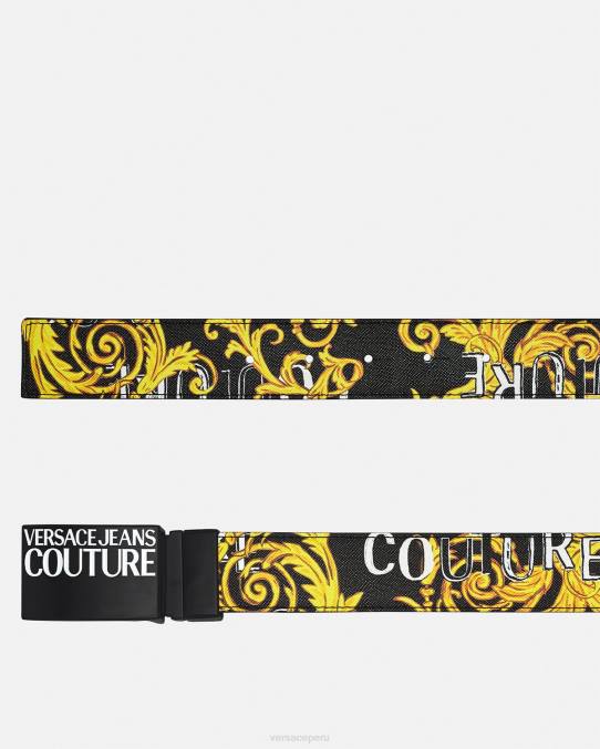 Versace accesorios hombres cinturón de alta costura con logo reversible 6BPV2505 oro negro