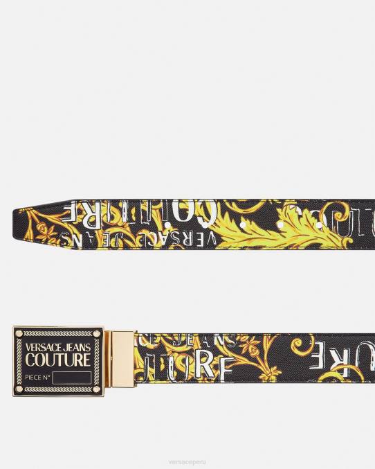 Versace accesorios hombres cinturón de alta costura con logo reversible 6BPV2506 oro negro