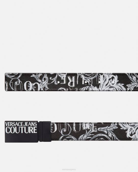 Versace accesorios hombres cinturón de alta costura con logo reversible 6BPV2507 negro y gris