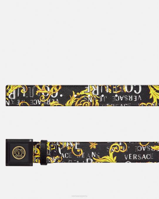 Versace accesorios hombres cinturón de alta costura con logo y emblema en V 6BPV2503 oro negro