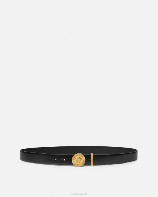 Versace accesorios hombres cinturón de cuero con medusa biggie 6BPV1609 negro