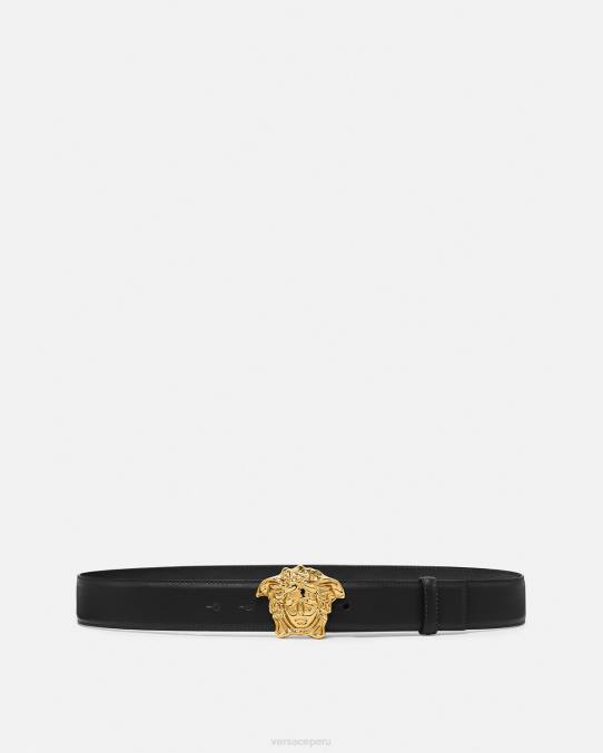 Versace accesorios hombres cinturón de piel de medusa 6BPV1620 negro