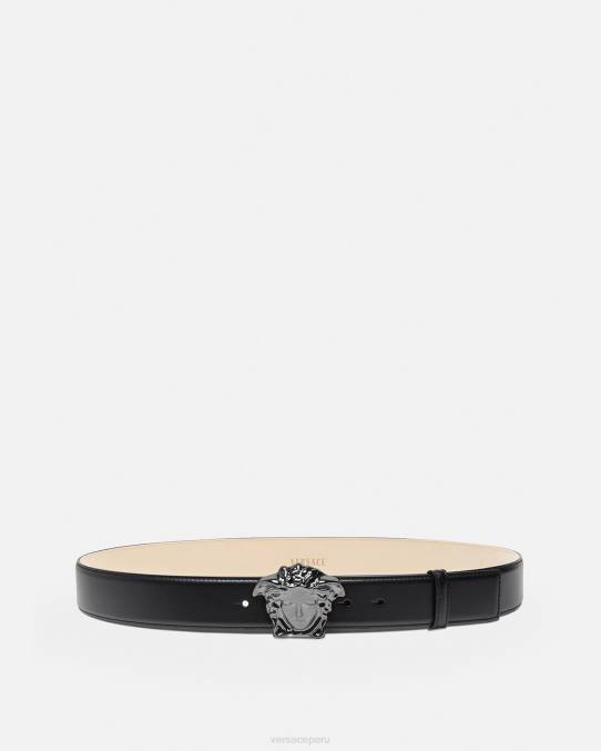 Versace accesorios hombres cinturón de piel de medusa 6BPV1621 negro