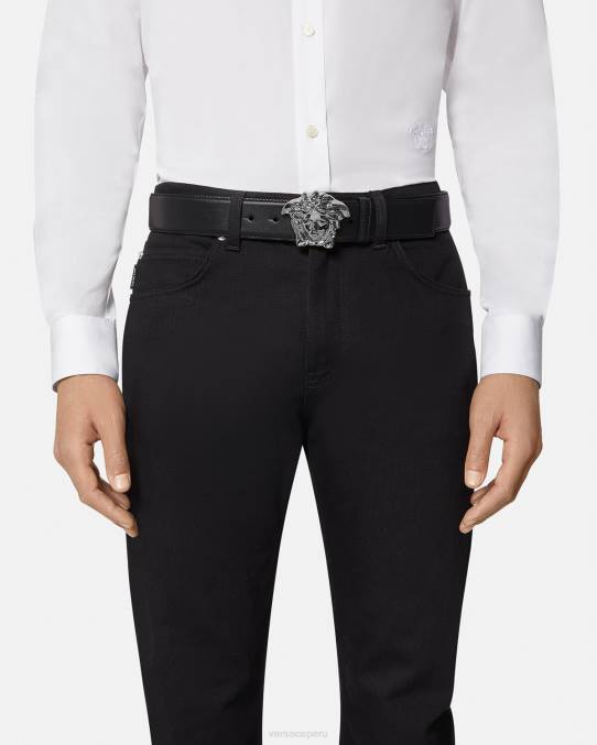 Versace accesorios hombres cinturón de piel de medusa 6BPV1621 negro