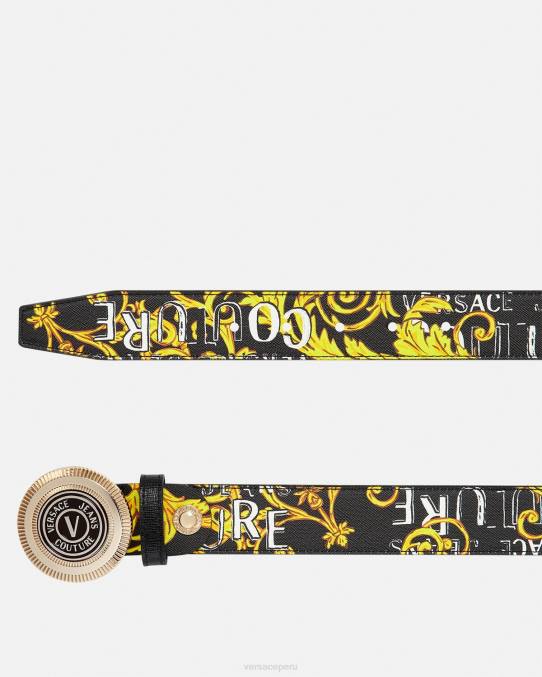 Versace accesorios hombres cinturón redondo de alta costura con logo y emblema en V 6BPV2512 oro negro