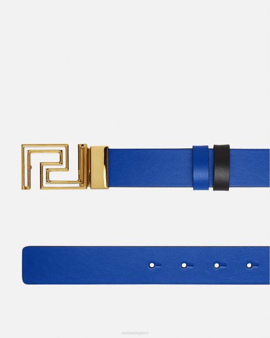 Versace accesorios hombres cinturón reversible de piel con greca 6BPV1626 azul