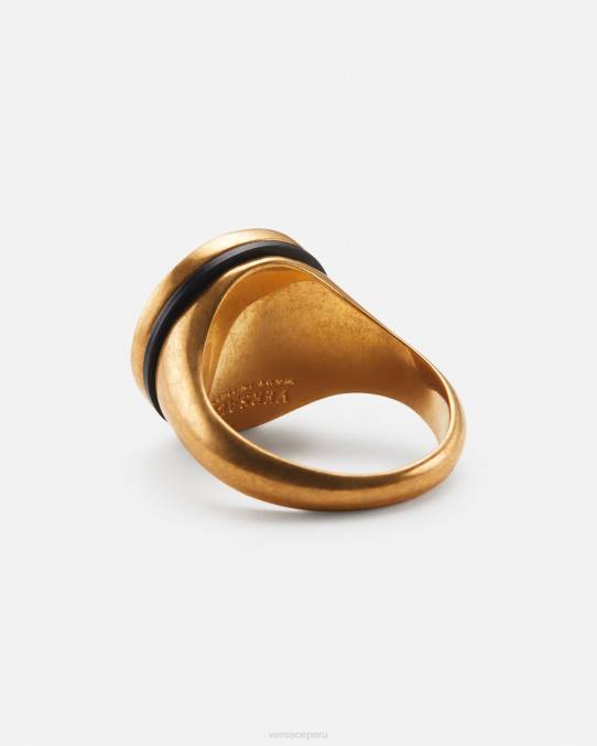 Versace accesorios hombres anillo de medusa esmaltado 6BPV1692 oro negro