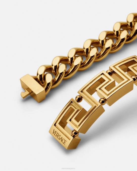Versace accesorios hombres pulsera de cadena con greca 6BPV1685 oro