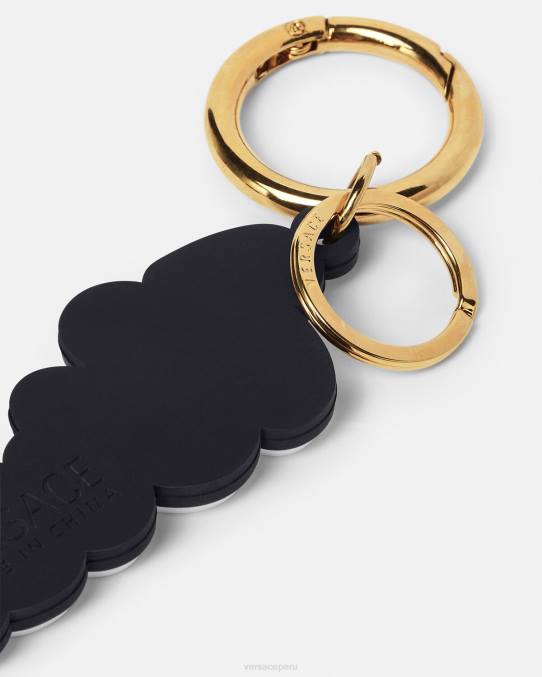 Versace accesorios hombres llavero de silicona con logo universitario 6BPV1665 negro