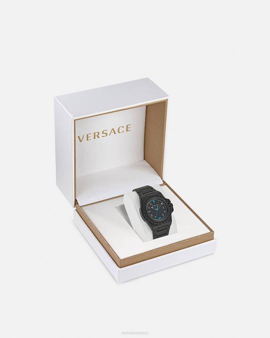 Versace accesorios hombres reloj de reacción de greca 6BPV1711 negro