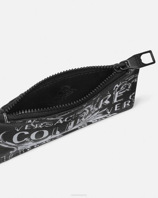 Versace accesorios hombres tarjetero Couture con logo y cremallera 6BPV2513 negro y gris