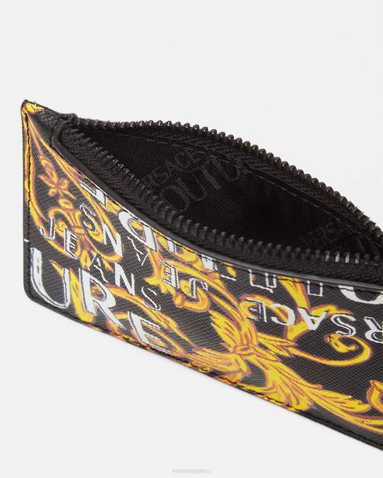 Versace accesorios hombres tarjetero Couture con logo y cremallera 6BPV2514 oro negro