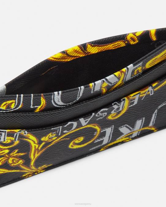 Versace accesorios hombres tarjetero de alta costura con logo 6BPV2515 oro negro