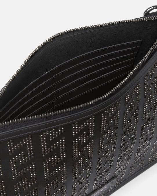 Versace bolsas hombres bandolera con greca y tachuelas 6BPV1475 negro