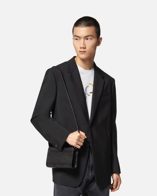 Versace bolsas hombres bolso bandolera con firma la greca 6BPV1481 negro