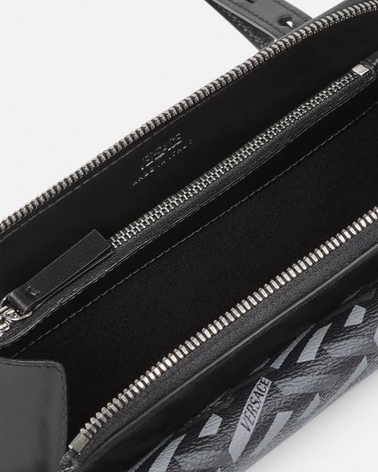 Versace bolsas hombres bolso bandolera con firma la greca 6BPV1484 negro y gris