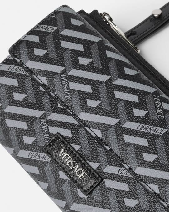 Versace bolsas hombres bolso bandolera con firma la greca 6BPV1484 negro y gris