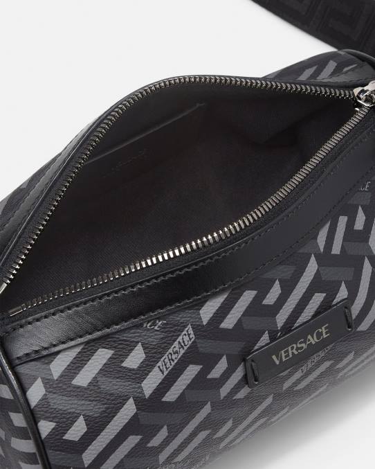 Versace bolsas hombres bolso bandolera con firma la greca 6BPV1485 negro y gris