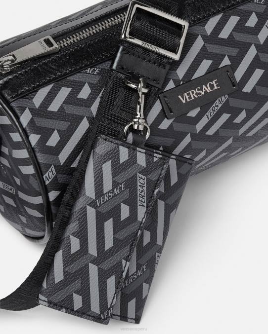 Versace bolsas hombres bolso bandolera con firma la greca 6BPV1485 negro y gris