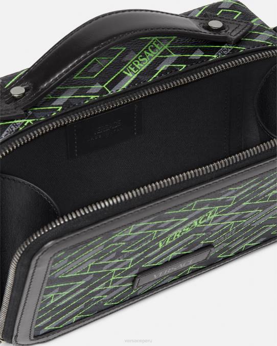 Versace bolsas hombres bolso bandolera pequeño con firma la greca 6BPV1478 imprimir