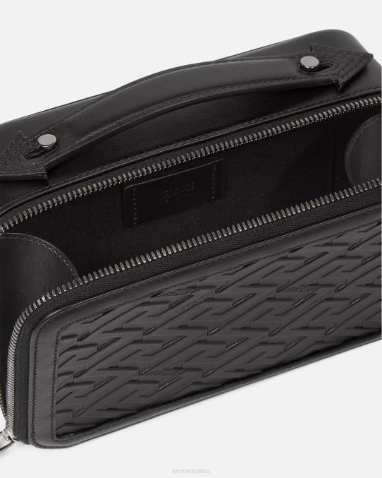 Versace bolsas hombres bolso bandolera pequeño con firma la greca 6BPV1479 negro