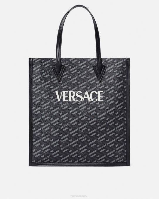 Versace bolsas hombres bolso tote alto con firma la greca 6BPV1477 imprimir