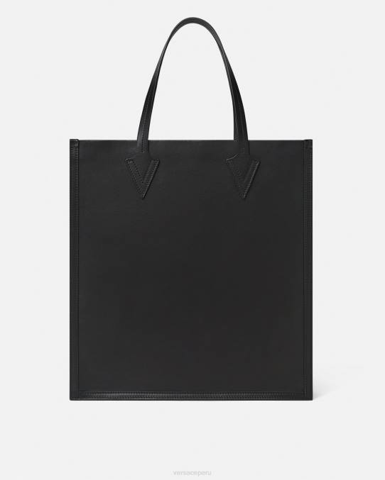 Versace bolsas hombres bolso tote alto con greca y apliques 6BPV1489 negro