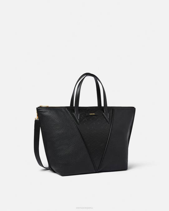 Versace bolsas hombres bolso tote con firma V Greca 6BPV1490 negro