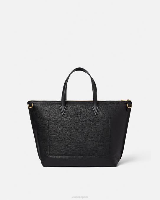 Versace bolsas hombres bolso tote con firma V Greca 6BPV1490 negro