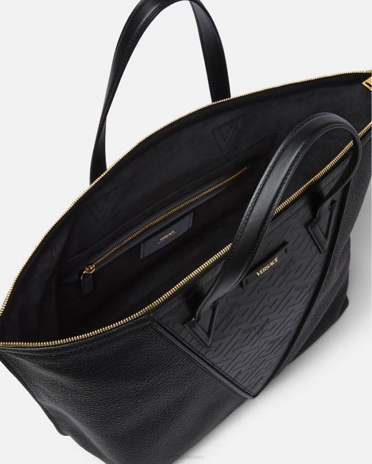 Versace bolsas hombres bolso tote con firma V Greca 6BPV1490 negro
