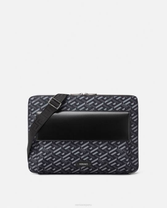 Versace bolsas hombres funda para portátil con firma la greca 6BPV1483 negro y gris