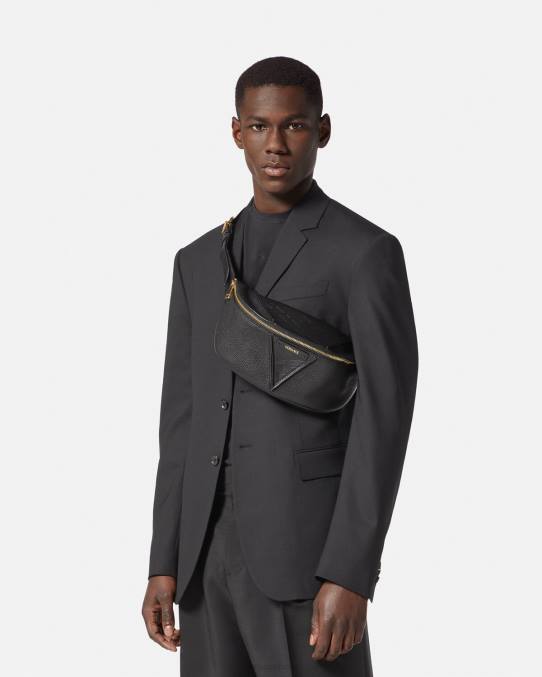 Versace bolsas hombres riñonera con logo V Greca 6BPV1491 negro