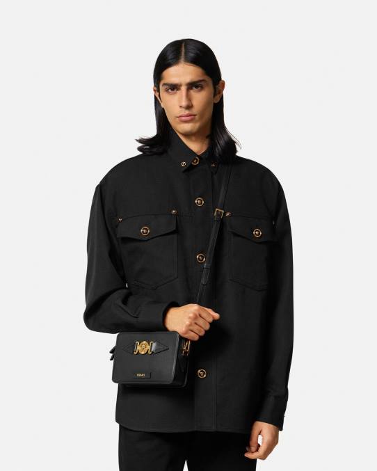 Versace bolsas hombres bolso messenger pequeño con Medusa Biggie 6BPV1464 negro