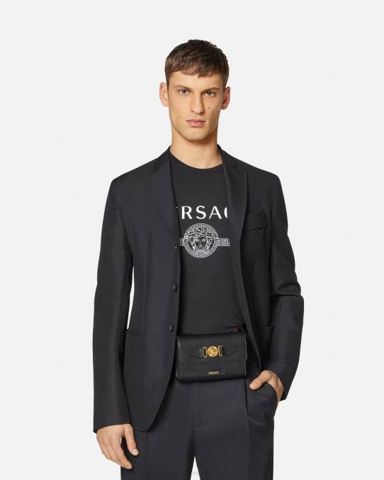Versace bolsas hombres riñonera con Medusa Biggie 6BPV1470 negro