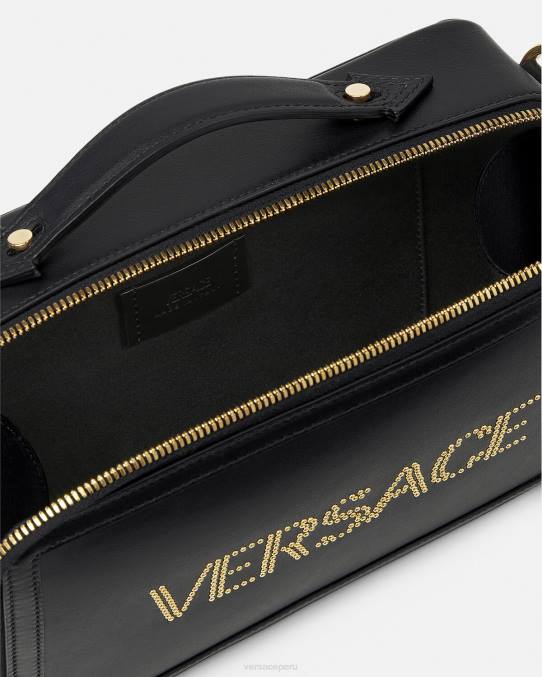 Versace bolsas hombres bolso messenger con logo y tachuelas 6BPV1502 negro