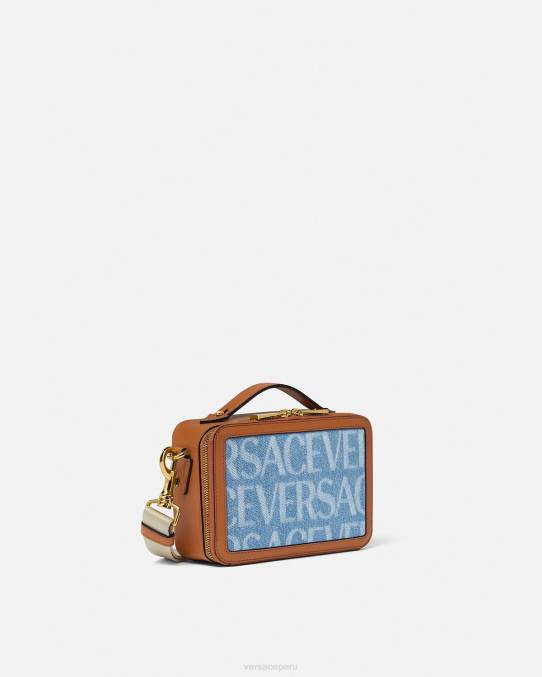 Versace bolsas hombres bolso tipo mensajero pequeño por toda la prenda 6BPV1494 azul