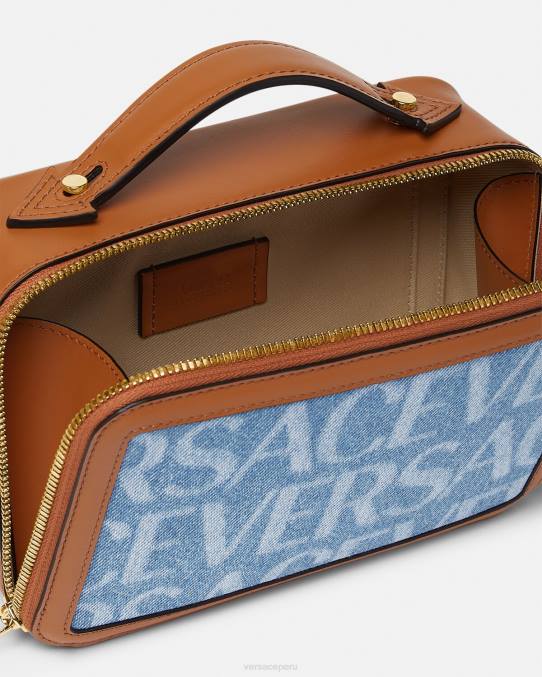 Versace bolsas hombres bolso tipo mensajero pequeño por toda la prenda 6BPV1494 azul