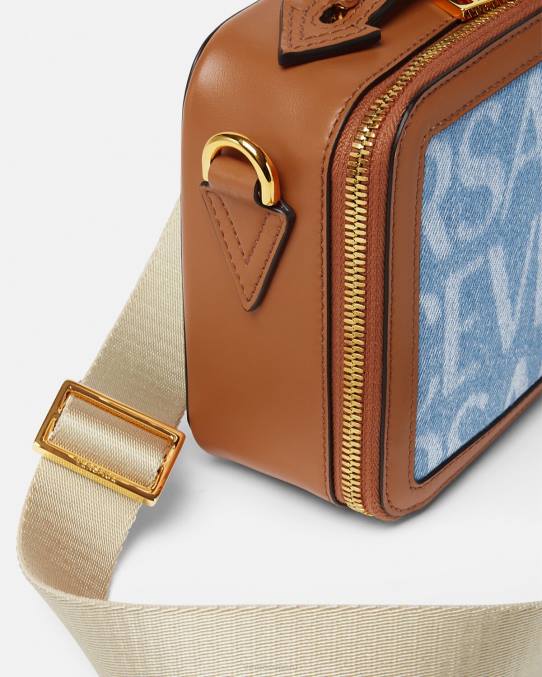 Versace bolsas hombres bolso tipo mensajero pequeño por toda la prenda 6BPV1494 azul