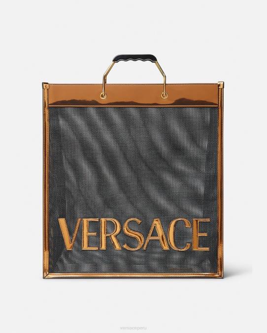 Versace bolsas hombres bolso shopper alto 6BPV1509 negro y caramelo