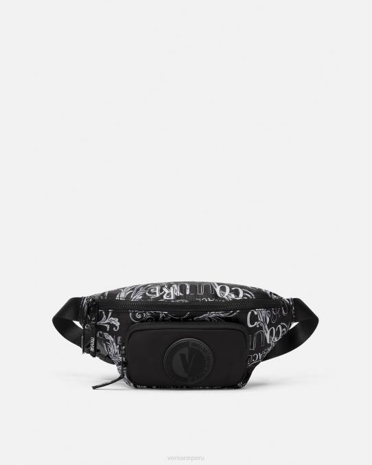 Versace bolsas hombres riñonera de alta costura con logo 6BPV2494 negro y gris