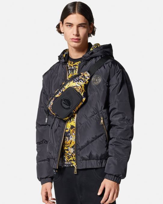 Versace bolsas hombres riñonera de alta costura con logo 6BPV2495 oro negro