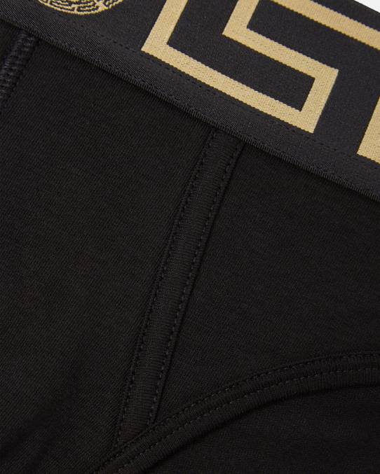 Versace ropa interior y ropa de playa hombres calzoncillos con borde de greca 6BPV1785 negro