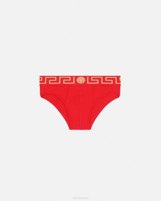 Versace ropa interior y ropa de playa hombres calzoncillos con borde de greca 6BPV1788 rojo