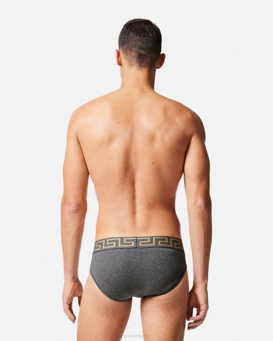 Versace ropa interior y ropa de playa hombres calzoncillos con borde de greca 6BPV1790 gris