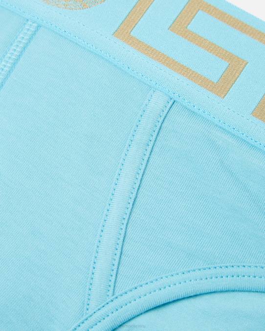 Versace ropa interior y ropa de playa hombres calzoncillos con borde de greca 6BPV1791 azul